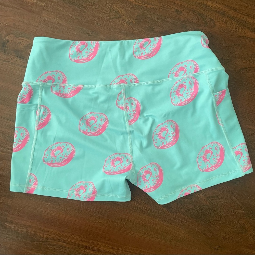 Mint Green Donut Print Shorts